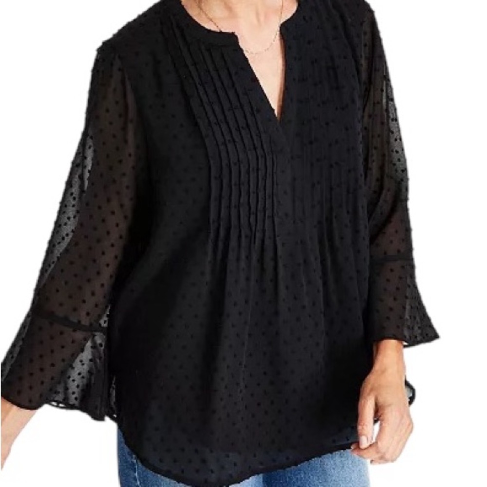 Style & Co. Black 3/4 Sleeve Relaxed Tunic